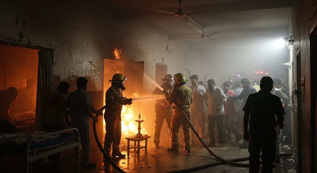 Lamp Sparks Fire at Badaun Private Hospital, Panic Ensues; Fire Brigade Douses Blaze