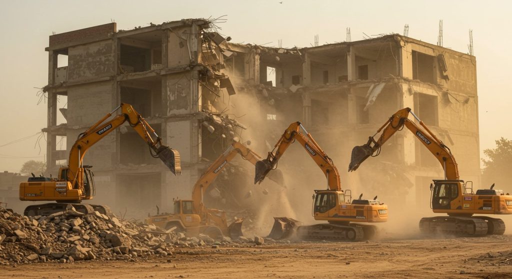 Bulldozer targets influential in Uttar Pradesh: Illegal wedding venue razed for 6 hours; rebar network posed a challenge