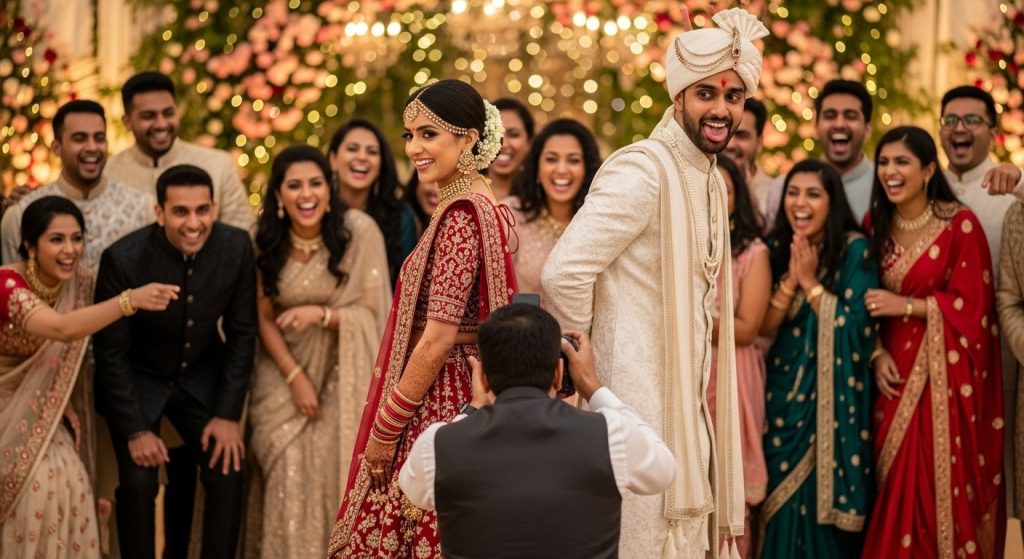Photographer was taking bride's photos, groom did something from behind, leaving people in splits!