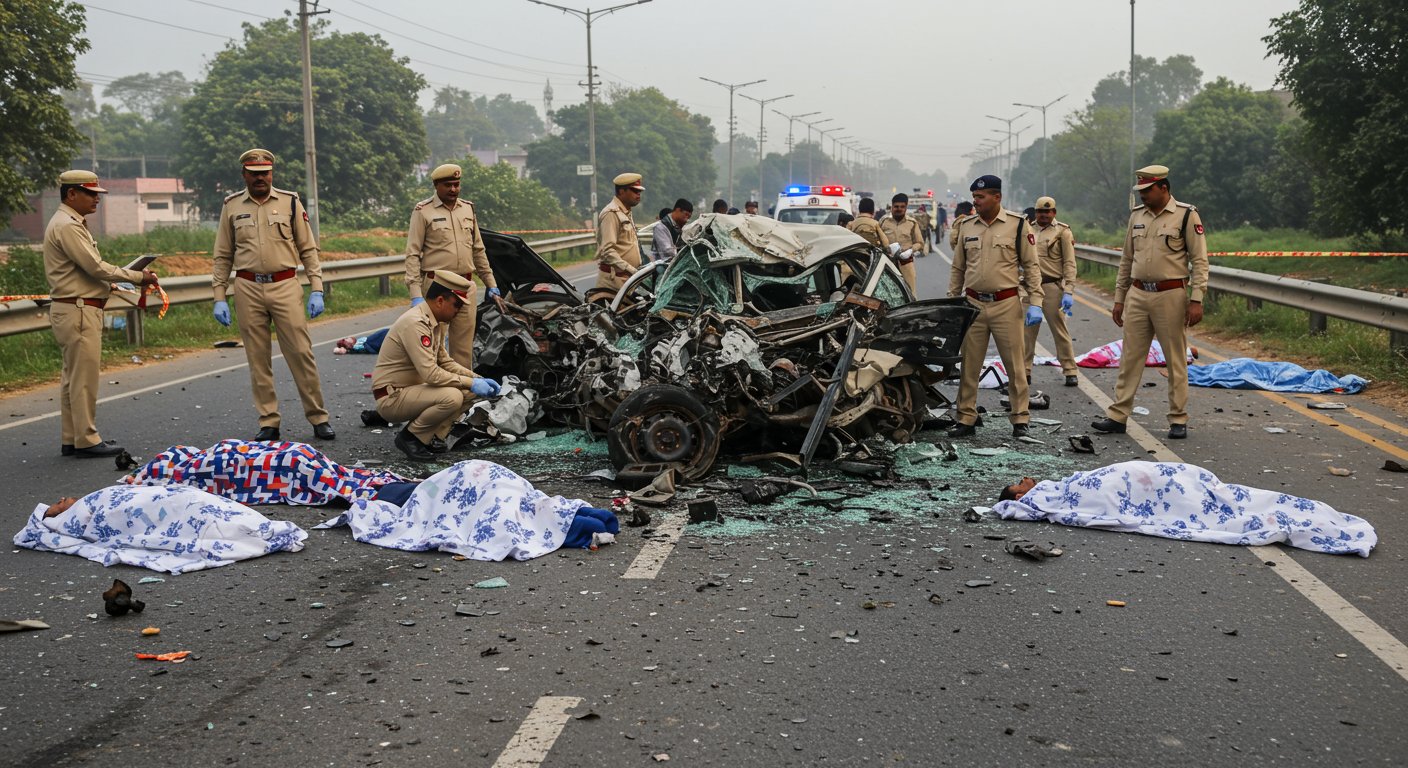 उत्तर प्रदेश में रफ्तार का तांडव: भीषण सड़क हादसे में 5 लोगों की दर्दनाक मौत, खून से रंगी सड़क पर बिखरे शव; पुलिस कर रही गहन पड़ताल