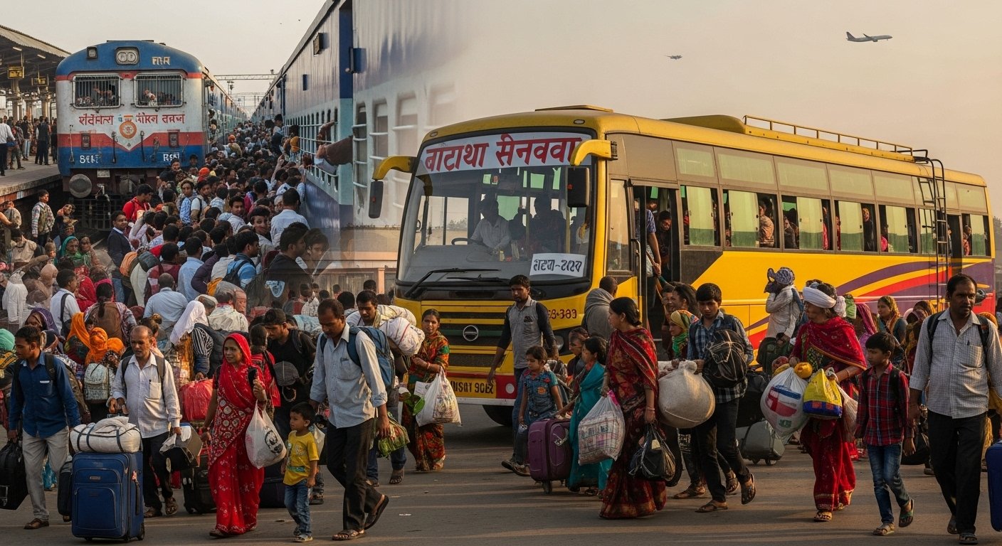 छठ पर पूर्वांचल-बिहार जाने वालों की मुश्किलें बढ़ीं: ट्रेनें फुल, हवाई किराया आसमान पर; बसें बनीं सहारा