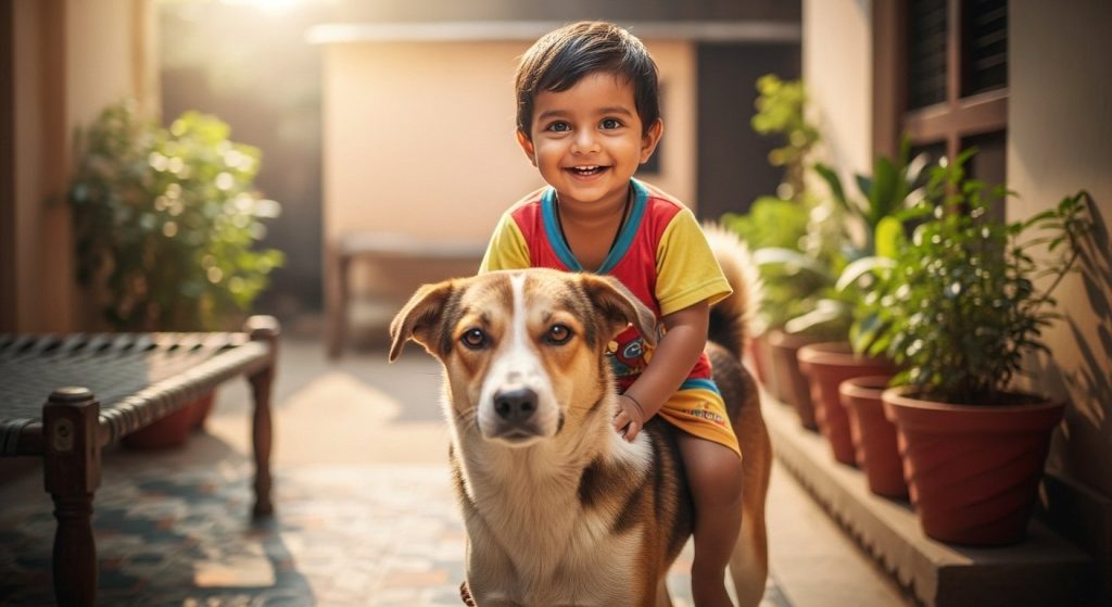 Viral Video: When a Child Rode a Dog, Leaving People in Stitches!