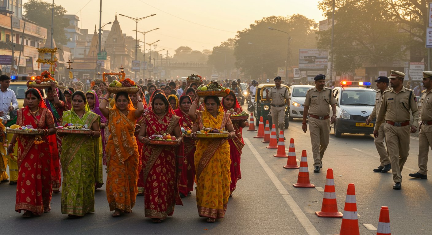 छठ पूजा पर बड़ा बदलाव: यूपी में सोमवार-मंगलवार को ट्रैफिक जाम से बचें, जानें किन रास्तों पर ‘नो एंट्री’!
