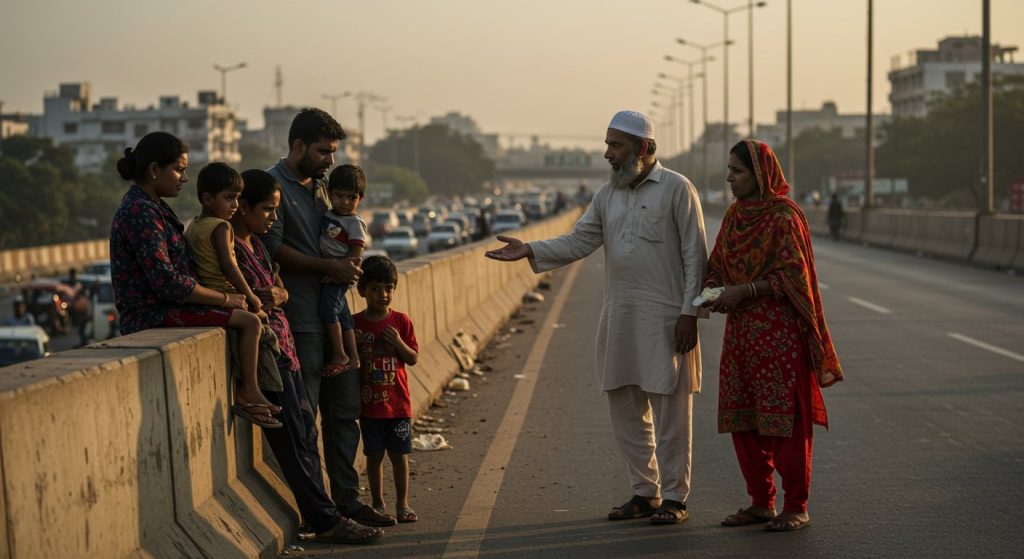 Helpless Couple and Two Children on Flyover; Muslim Family Extended a Helping Hand and Saved Their Lives!