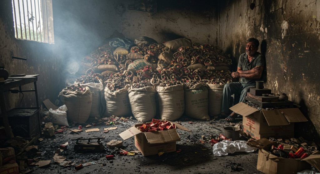 Rampant Illegal Firecracker Business in UP: CP's Crackdown Ineffective; Explosion in Sachendi, Middle-Aged Man Burnt; 100 Kg Firecrackers Seized