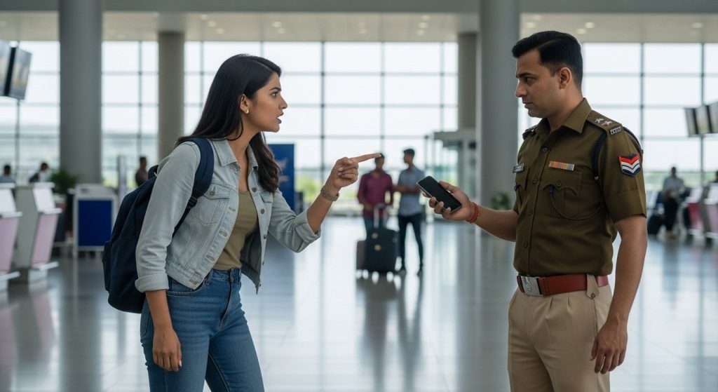 CRPF Jawan's Strange Act At Airport! Forcibly Took Photos, Woman Scolded Him On The Spot, Video Viral