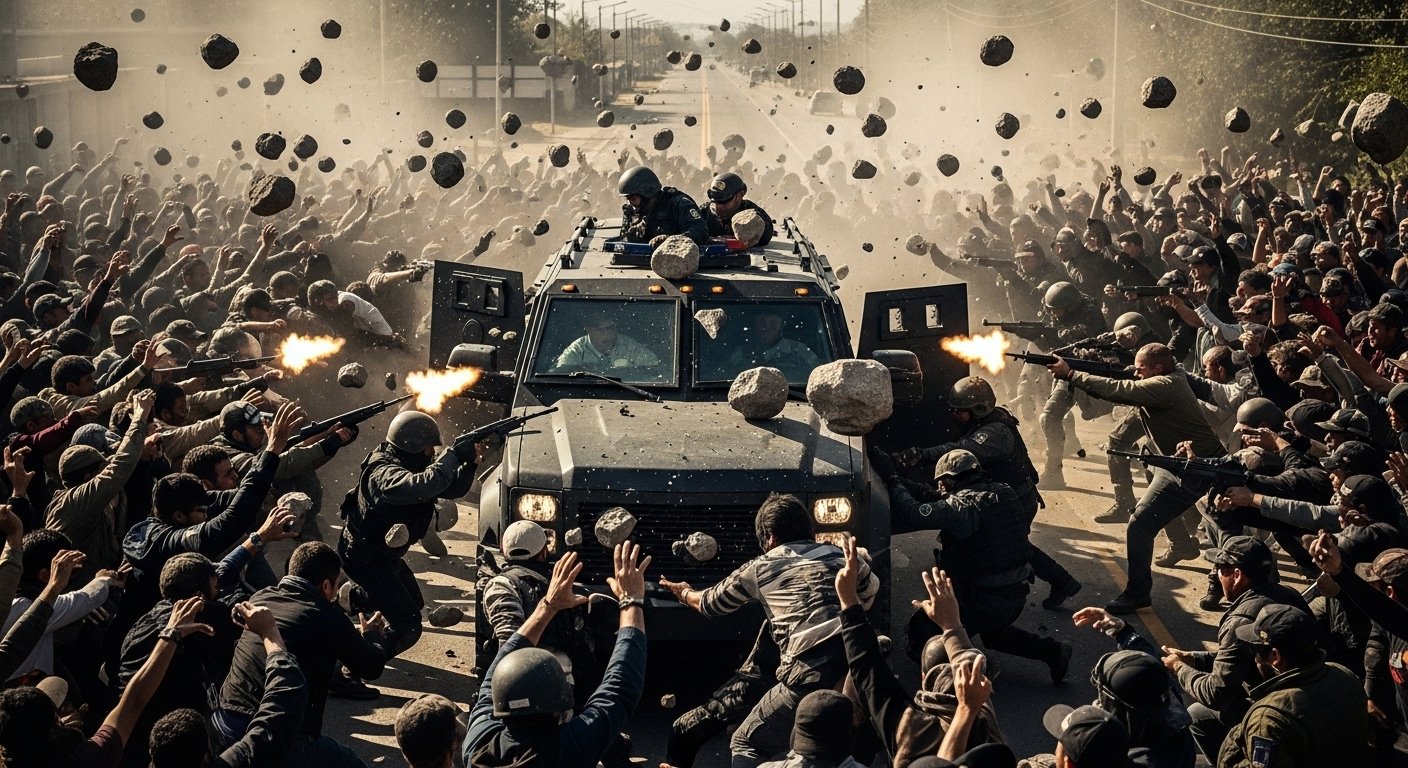 इक्वाडोर के राष्ट्रपति के काफिले पर जानलेवा हमला: गोलीबारी-पथराव के बीच 500 उपद्रवियों ने घेरा; 5 गिरफ्तार