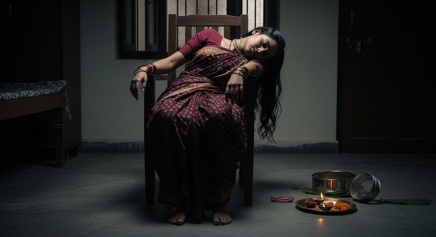 करवाचौथ पर रहस्यमयी मौत: प्रेम विवाह करने वाली महिला का शव कुर्सी पर मिला, गले पर रस्सी के निशान, परिवार सदमे में