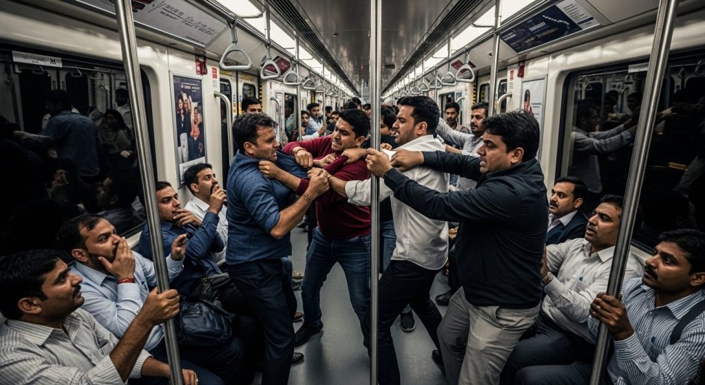 Delhi Metro Becomes 'Mahabharat's Battleground': Fierce Brawl Breaks Out Among Passengers, Video Goes Viral