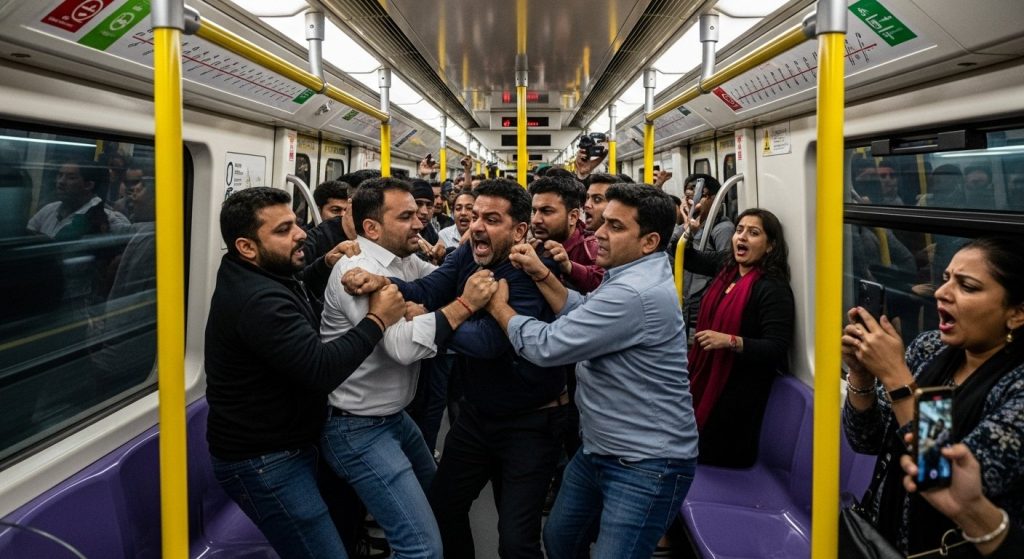 Delhi Metro, Once Again a 'Mahabharat' Battleground: Passenger Brawl Video Goes Viral, Public Outrage