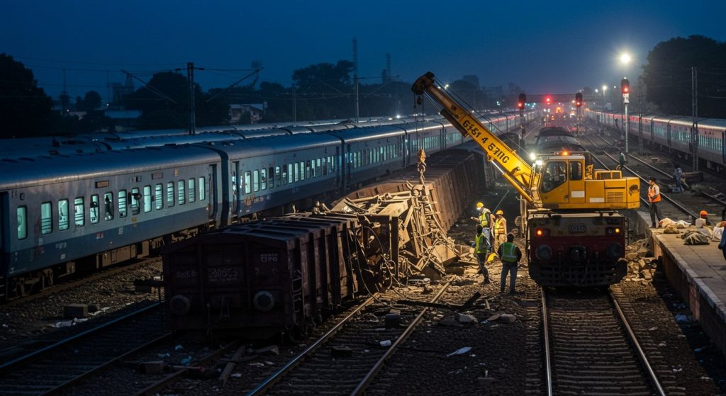 Freight Train Derails: Over 60 Trains Halted, Traffic Resumed at 1:55 AM Early Morning