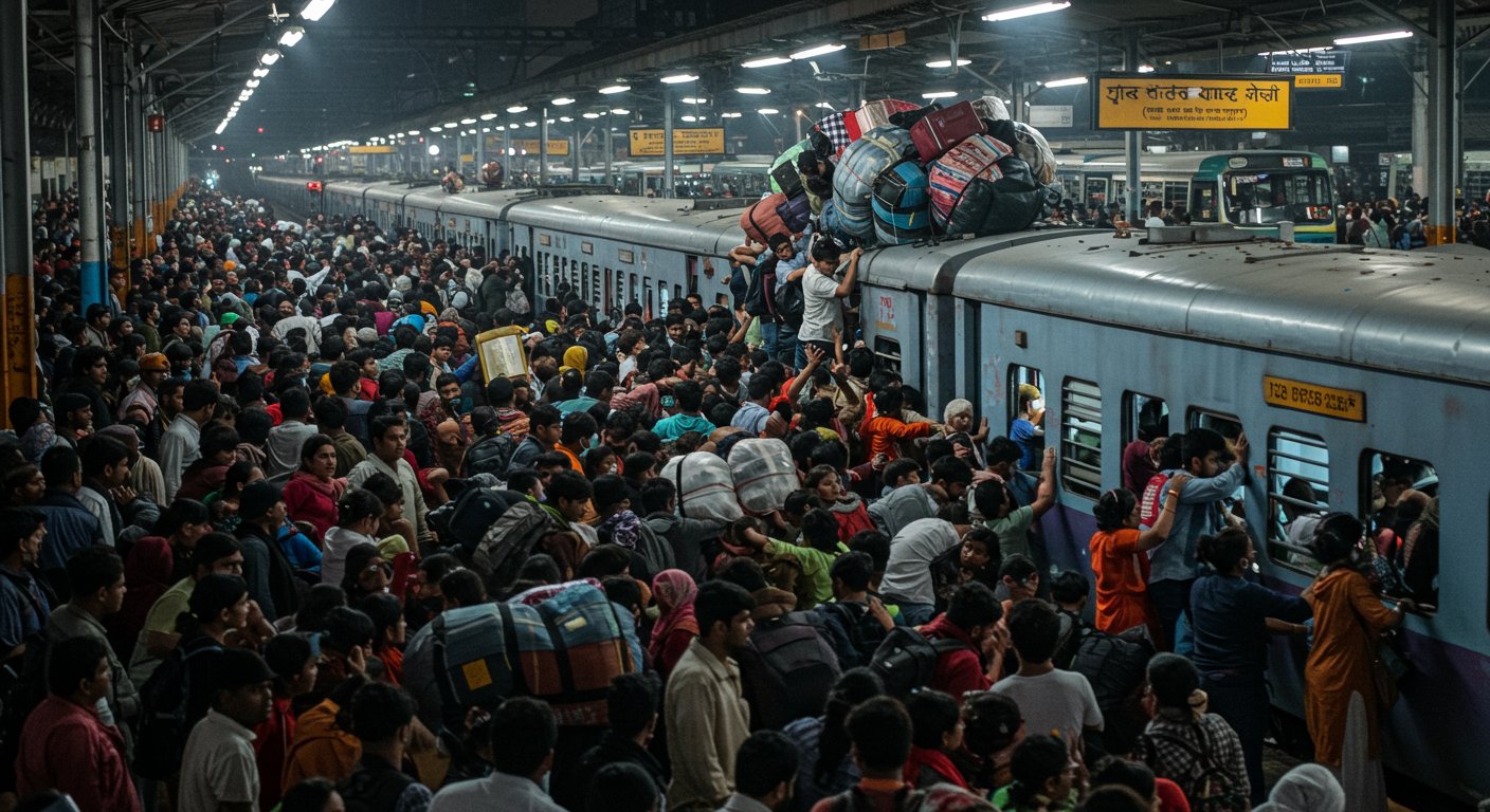 दिवाली का मुश्किल सफर: ट्रेनों और बस अड्डों पर बेकाबू भीड़, घर पहुंचने की जद्दोजहद बनी वायरल खबर