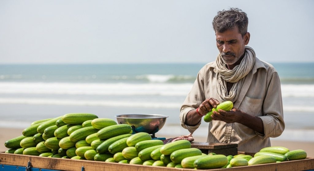 The Disgusting Truth of Polishing Cucumbers by the Sea: Vendor Washed Cucumbers with Spit, Sparks Outrage After Video Went Viral.