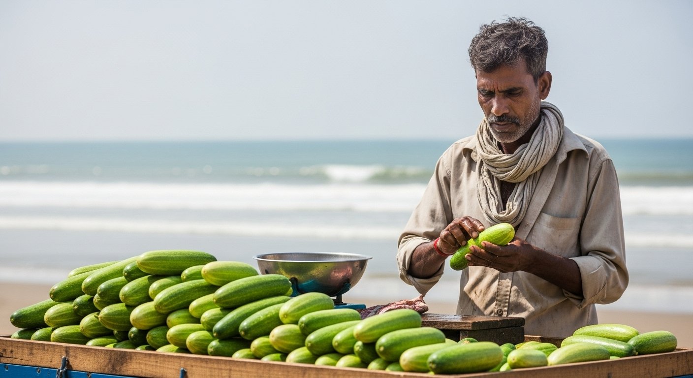 समुंदर किनारे खीरे चमकाने का घिनौना सच: ठेलेवाले ने थूक से धोए खीरे, वीडियो वायरल होने के बाद हंगामा
