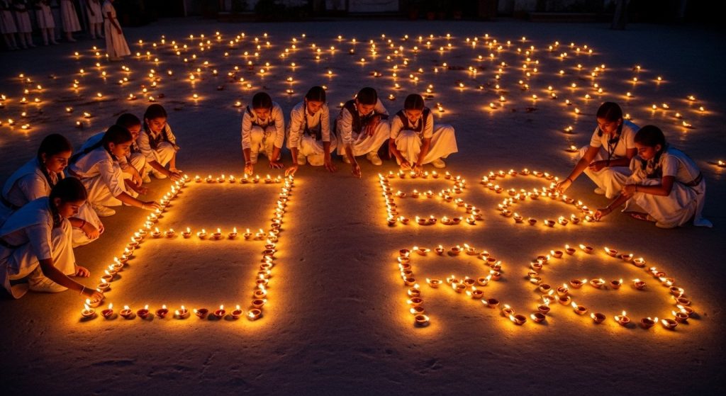 Girl Students Wrote Safety Message in the Light of Lamps: Mission Shakti's Unique Initiative at KGBV