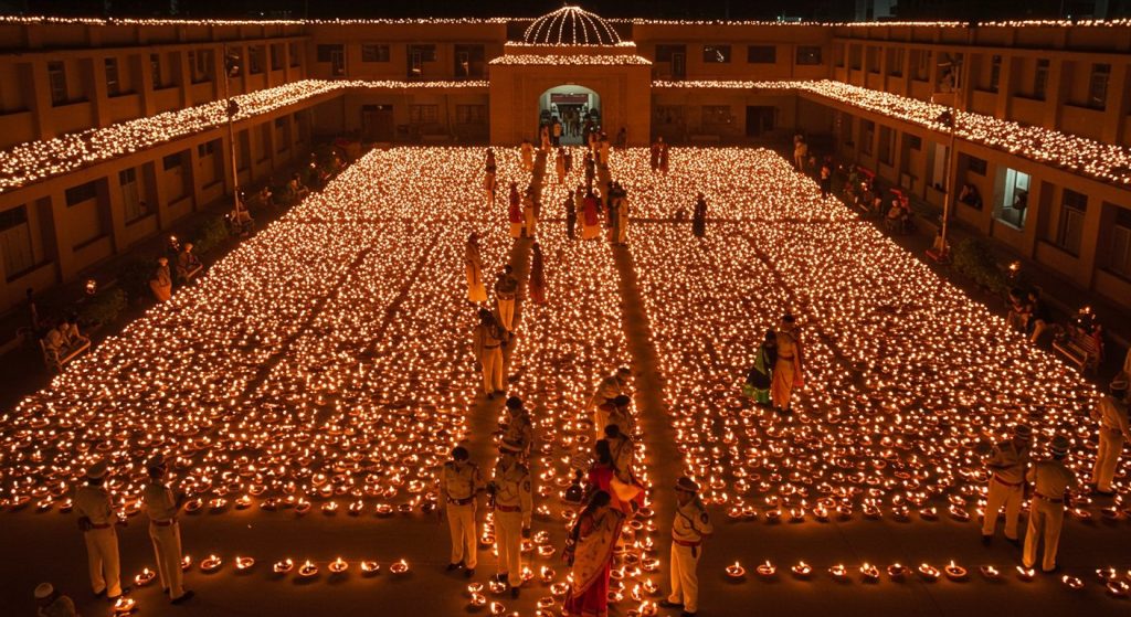Diwali 2025: Bareilly Police Line Illuminated with 55,000 Diyas; How Officers Celebrated Deepotsav; See Stunning Pictures