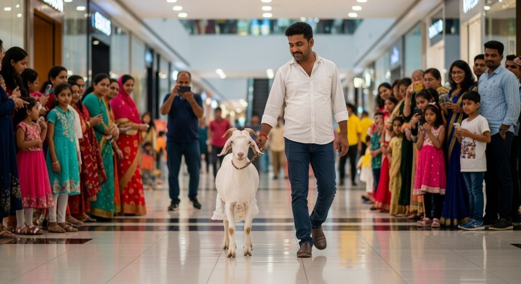 Goat in a Diaper at the Mall! Man's Unique Act Becomes the Talk of the Town