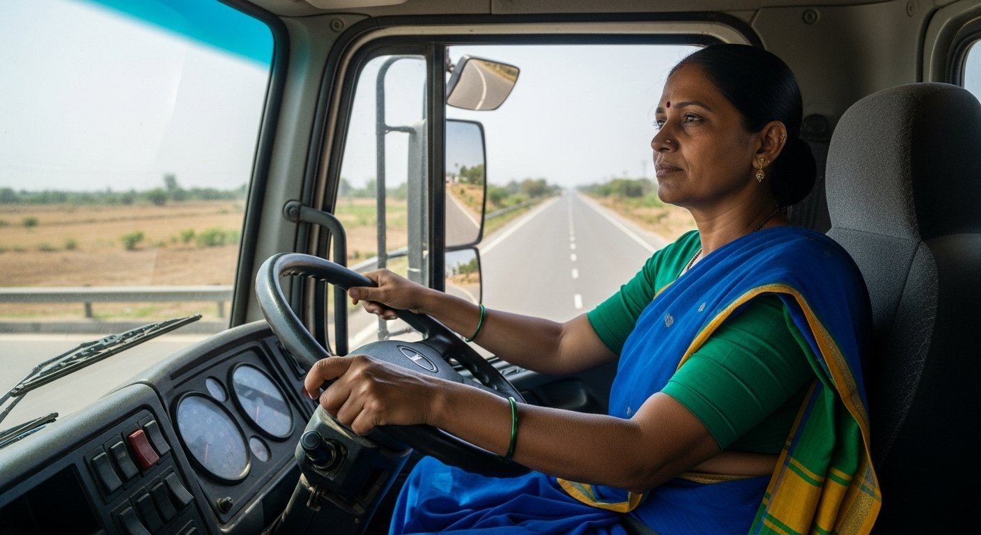 बीमार पति के लिए पत्नी बनी ट्रक ड्राइवर: साड़ी में संभाली स्टीयरिंग, हौसले को लाखों का सलाम