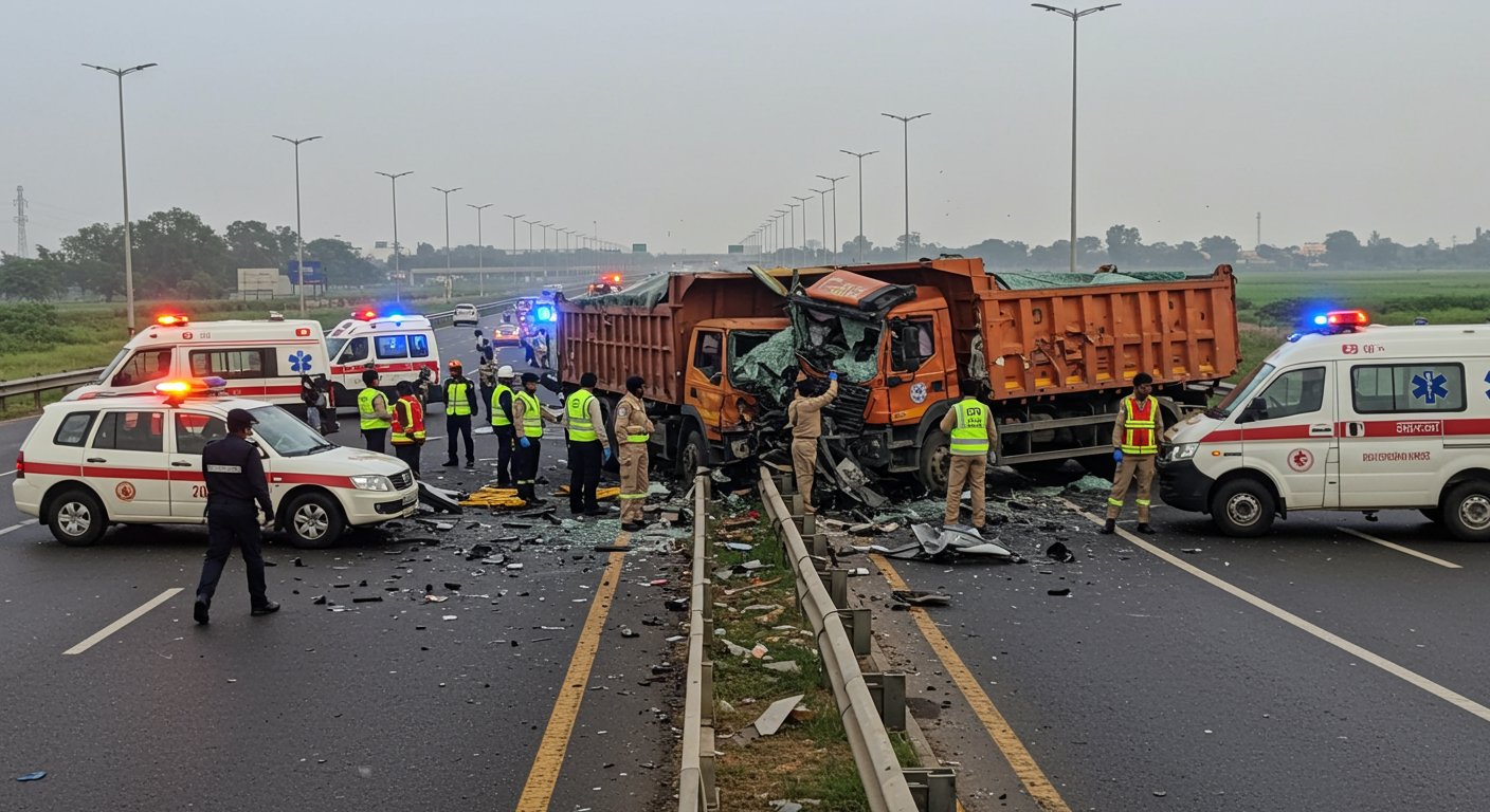 बेकाबू डीसीएम ने आगरा-लखनऊ एक्सप्रेसवे पर बरपाया कहर, डंपर से भिड़ंत में 2 की मौत, 5 घायल