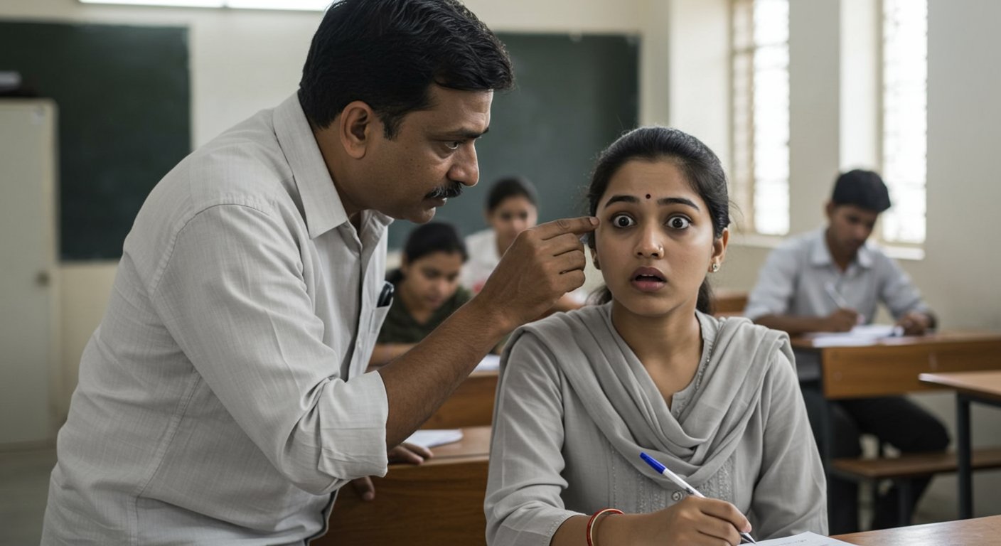 एग्जाम में छात्रा की खूबसूरती देख परीक्षक ने की अजीब हरकत! पलकें खींचने लगा और फिर…