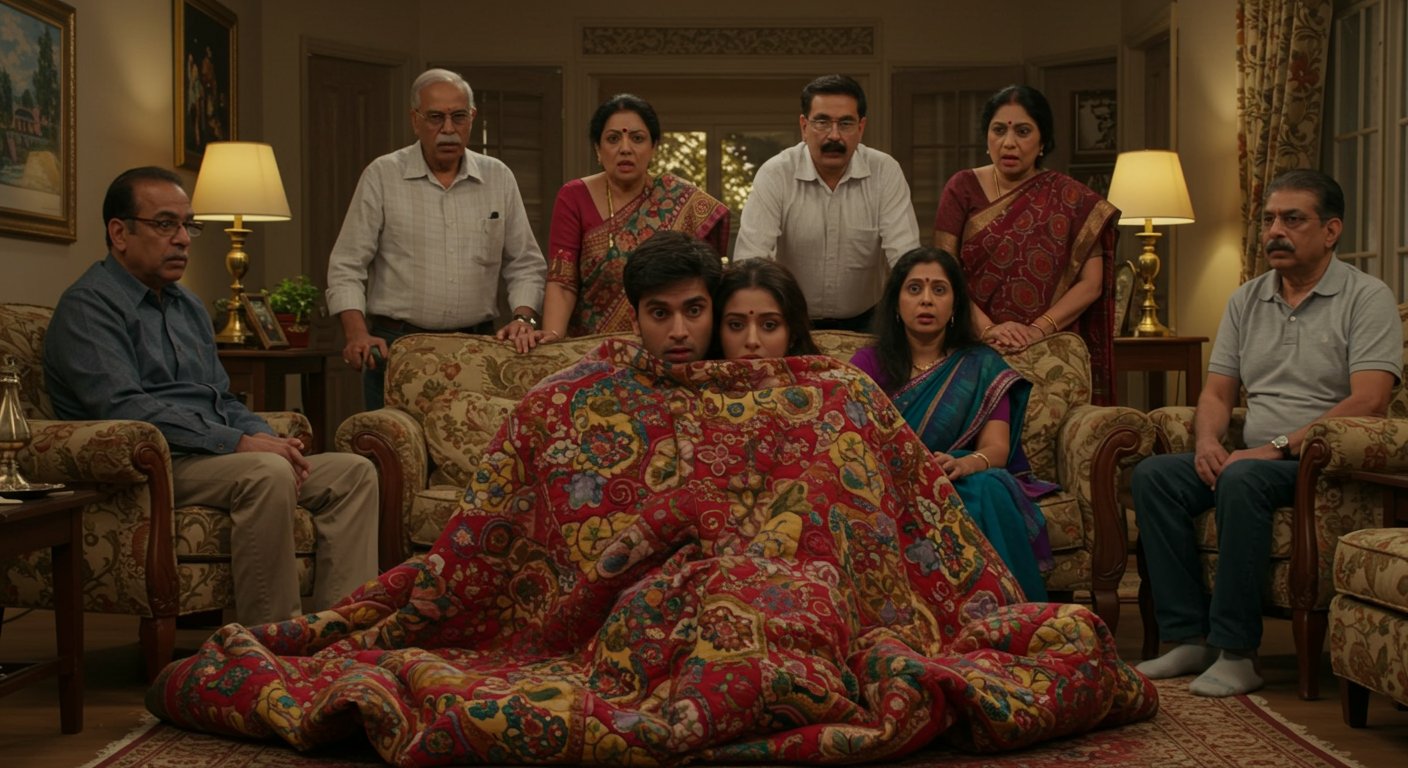 परिवार के सामने कपल ने रजाई ओढ़कर की ‘अजीब हरकत’, वीडियो वायरल होने से मचा बवाल