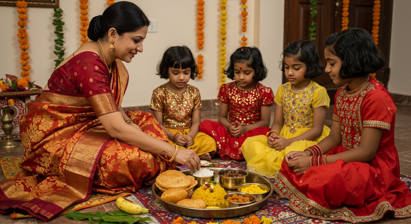 नवरात्रि व्रत की पूर्णता के लिए कन्या पूजन अनिवार्य, जानें किन विशेष व्यंजनों से करें बालिकाओं को प्रसन्न और भूलकर भी न परोसें ये वस्तुएं