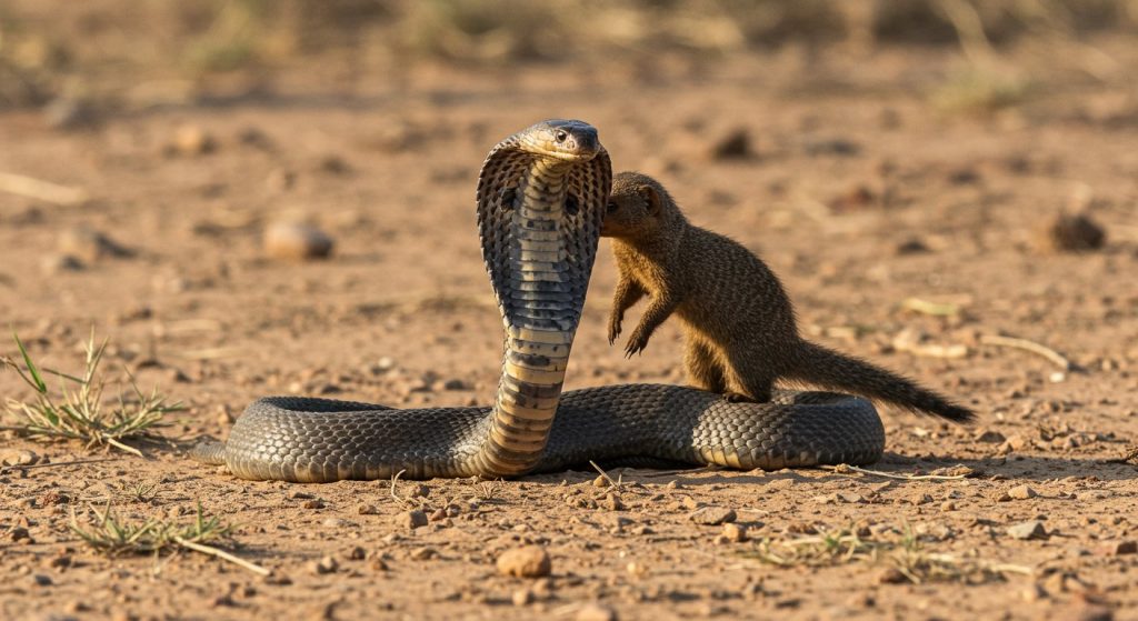 Deadly Attack by One-Foot Mongoose on Four-Foot Cobra with Hood Spread; Here's How the Snake's Game Ended!
