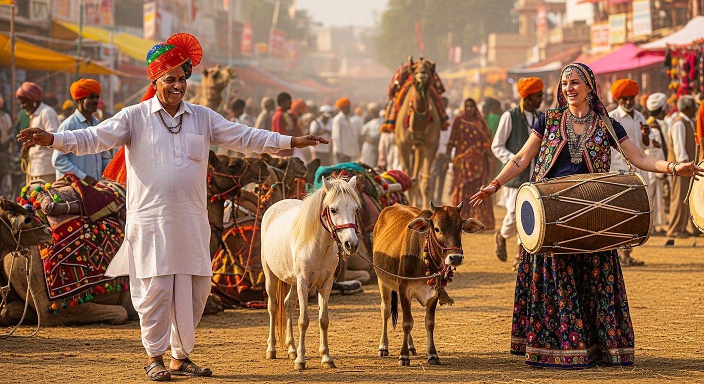 पुष्कर मेले में दिखा अनूठा संगम: दो फीट के घोड़े और 16 इंच की गाय बनी आकर्षण, डिप्टी सीएम ने किया लोक नृत्य, विदेशी युवती ने बजाया नगाड़ा