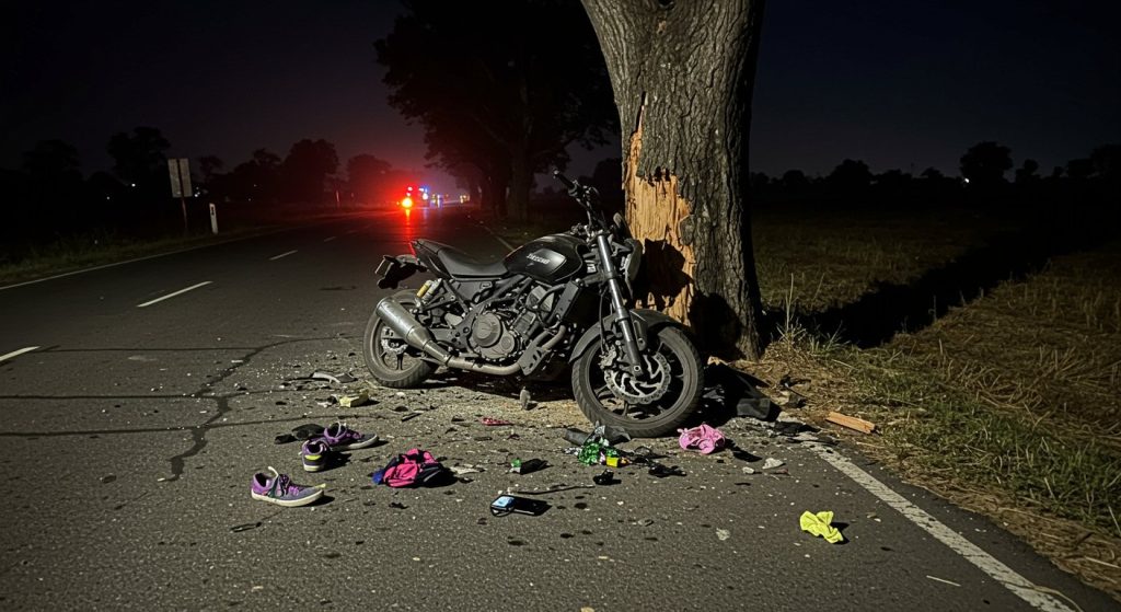Tragic Road Accident in Ambedkarnagar: Two Friends Returning From Party Die, Speeding Bike Crashes Into Tree