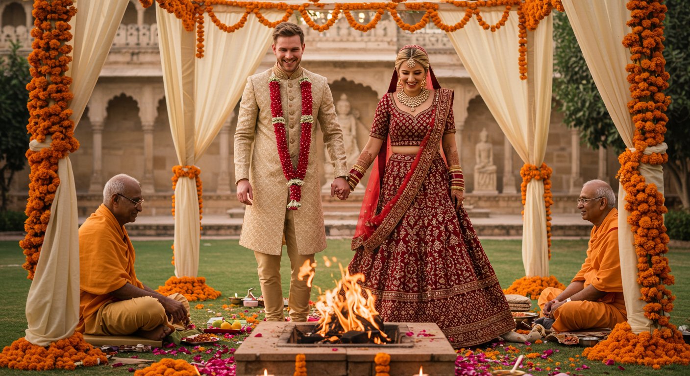 उत्तर प्रदेश में विदेशी जोड़े ने रचाई हिंदू शादी: सात फेरे लेकर भारतीय परंपरा में डूबे