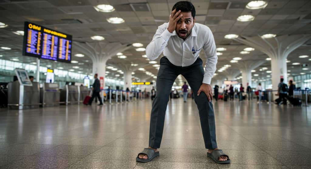 Passenger Rushed to Airport Fearing Missing Flight, Looked at His Feet and Was Stunned!