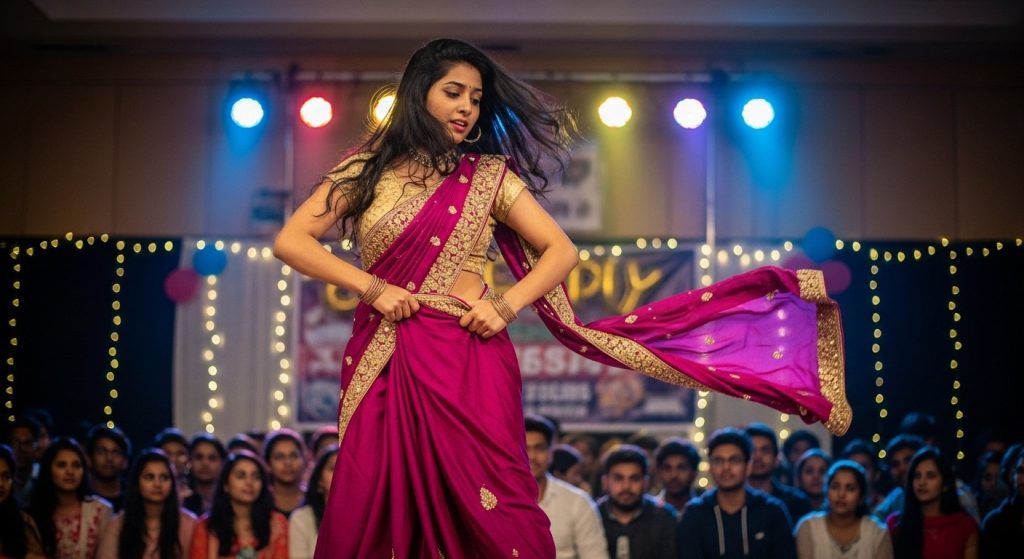 Viral Video: Girl's Saree Slips While Dancing to 'Chikni Chameli' at Fresher Party, Internet Erupts!