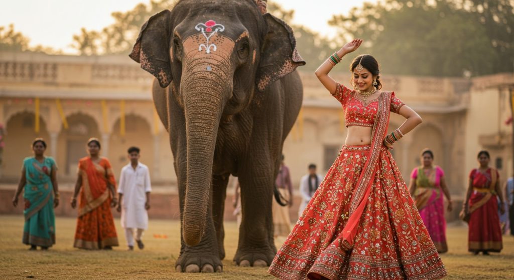 Girl was dancing, when an elephant behind her also started making dance moves, leaving everyone astonished!