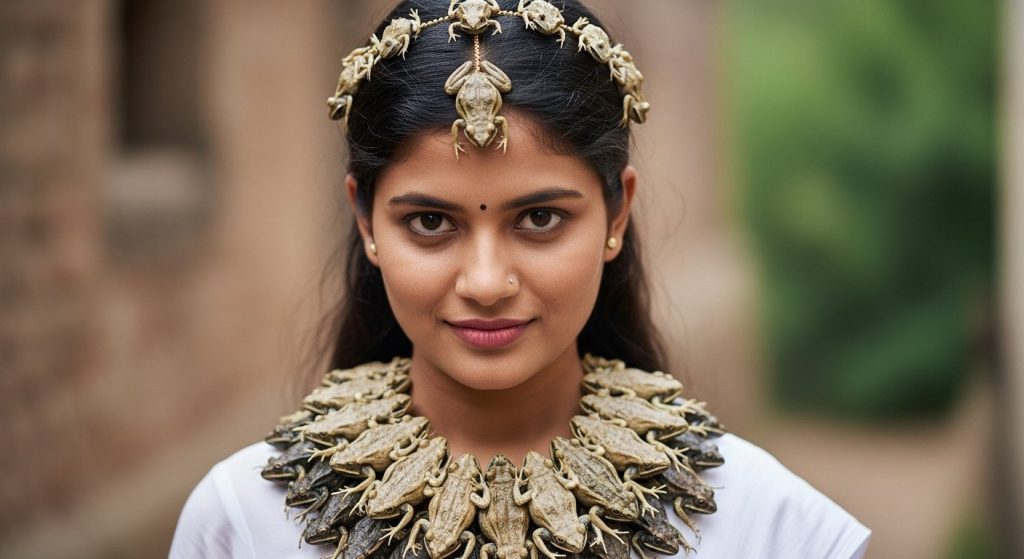 Neck and Head Jewelry Made From Frogs! People Were Stunned Watching This Girl's Unique Video!