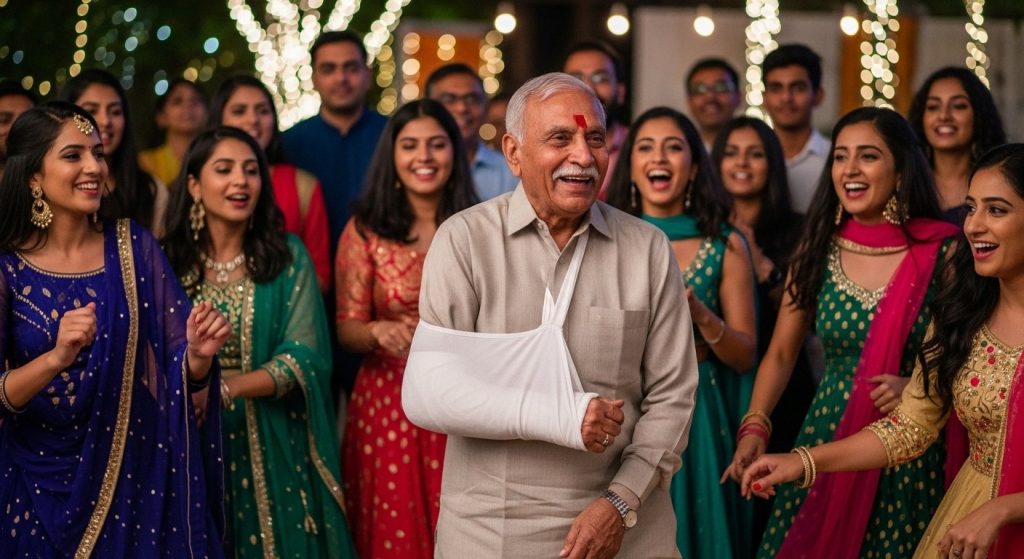 Viral Video: Uncle with Broken Hand Joins Girls' Dance, Performs an Incredible Feat That Stuns Everyone!