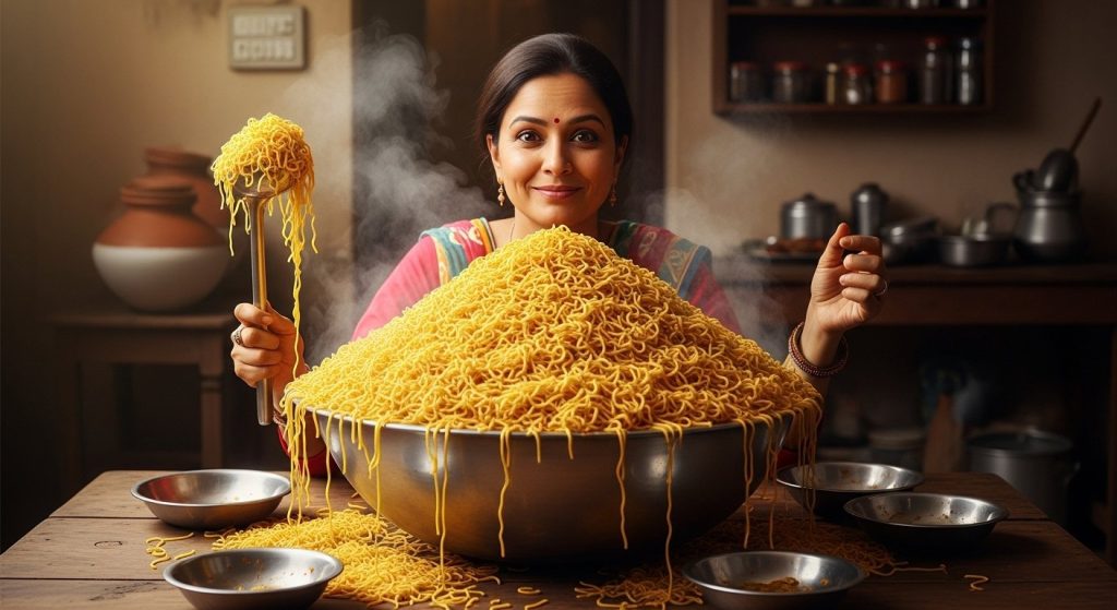 OMG! This woman ate 100 servings of Maggi by herself, video leaves people stunned!