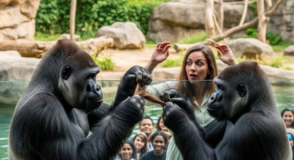 Gorilla Pulls Woman's Hair, 'Wife' Shows Such Understanding That People Exclaim, 'Wow, What a Pair!'