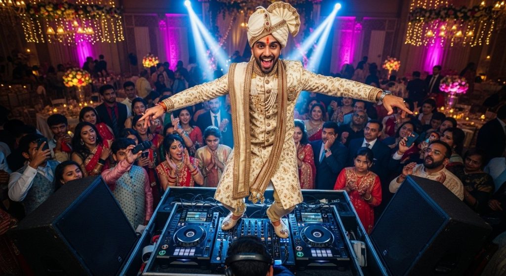 Groom, immersed in wedding enthusiasm, climbed onto the DJ for an explosive dance; video leaves people stunned!