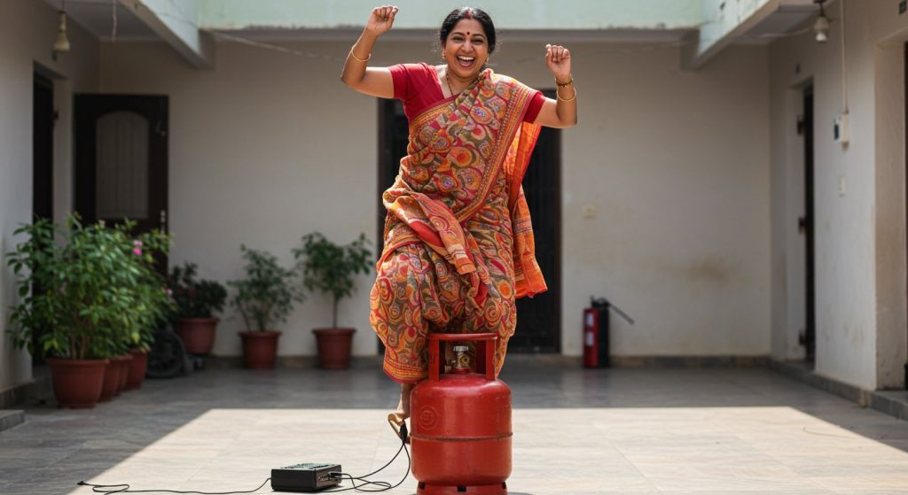 Gas Cylinder Becomes Stage: Auntie's Explosive Dance To 'Hai Koi Takkar Par..' Song Wins All Hearts, Video Viral!