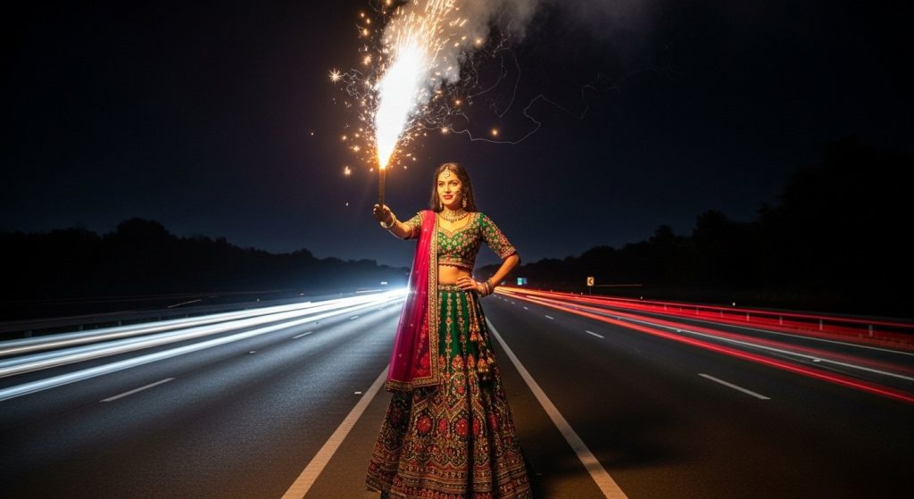 Girl lights rocket on highway in lehenga-choli, video goes viral: 'My girlfriend would explode a bomb...'
