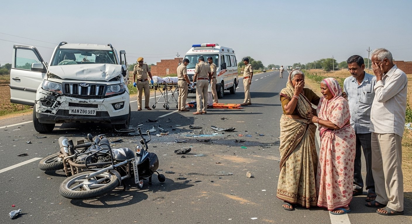 हाथरस में दिल दहला देने वाला हादसा: मैक्स और बाइक की सीधी टक्कर में एक छात्र की मौत, दूसरा गंभीर घायल, परिवार में पसरा मातम