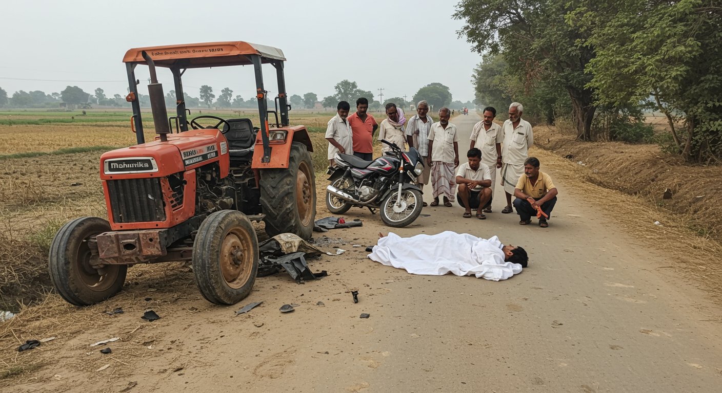 हाथरस हादसा: ट्रैक्टर-बाइक की भीषण टक्कर, भतीजे की मौत, चाचा गंभीर घायल, परिवार में कोहराम