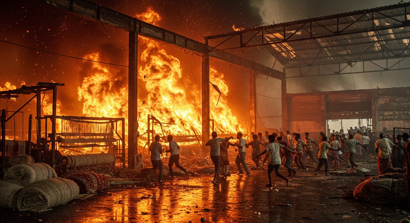 हाथरस: गलीचा कारखाने में भीषण आग, शार्ट सर्किट से तबाही, मजदूरों में मची भगदड़, करोड़ों का सामान राख
