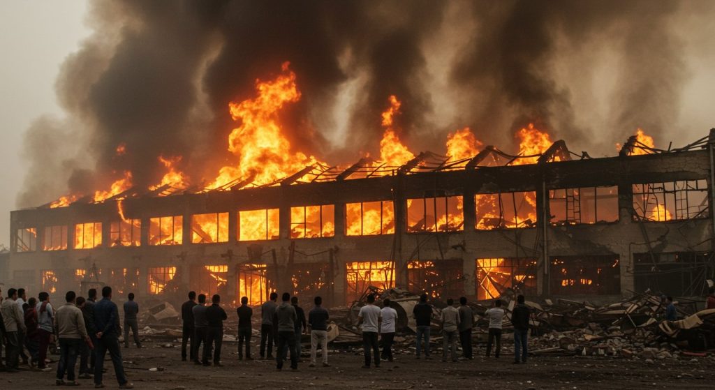 Hathras: Massive Fire Engulfs Carpet Factory, Roof Collapses; Raw, Finished Goods and Machinery Worth Crores Gutted; Panic Erupts