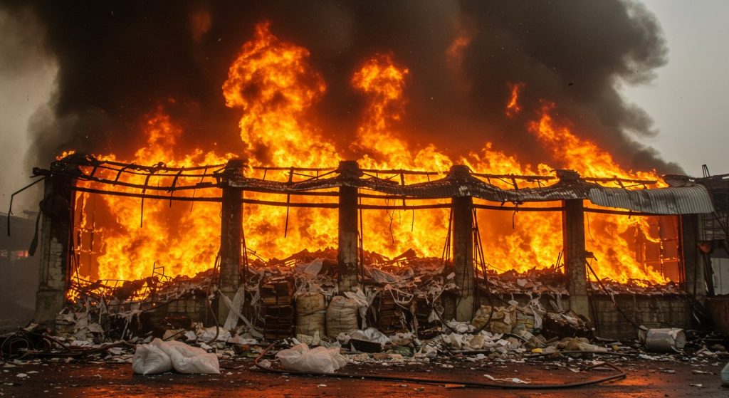 Hathras: Massive Fire Engulfs Warehouse Storing Plastic Sacks and Books/Notebooks; Goods Worth Lakhs Gutted