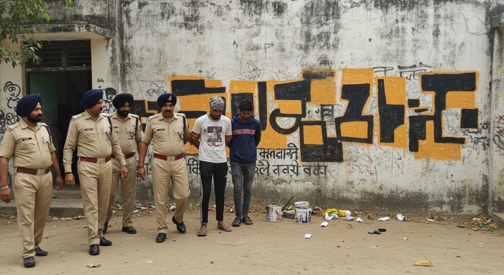 Terrorist Pannu's Hand Behind Khalistani Slogans: Three Operatives Caught in Punjab, Walls in Bathinda Schools Graffitied for ₹2,000, Foreign Funding Links