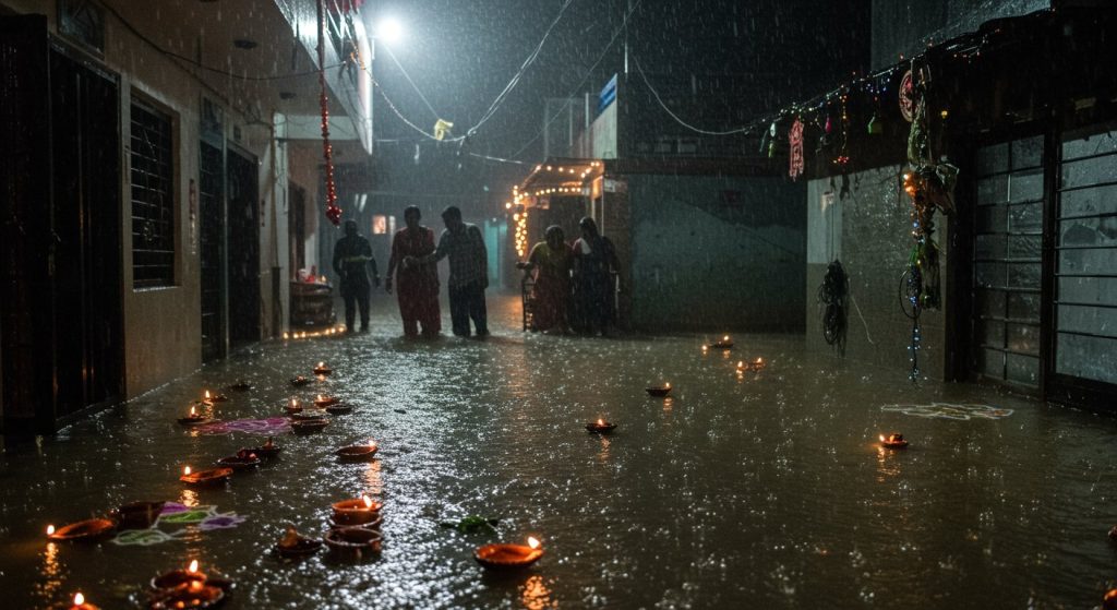Nature's Unexpected Strike on Diwali: Torrential Rains Disrupt Life in North India, Difficulties to Worsen Today