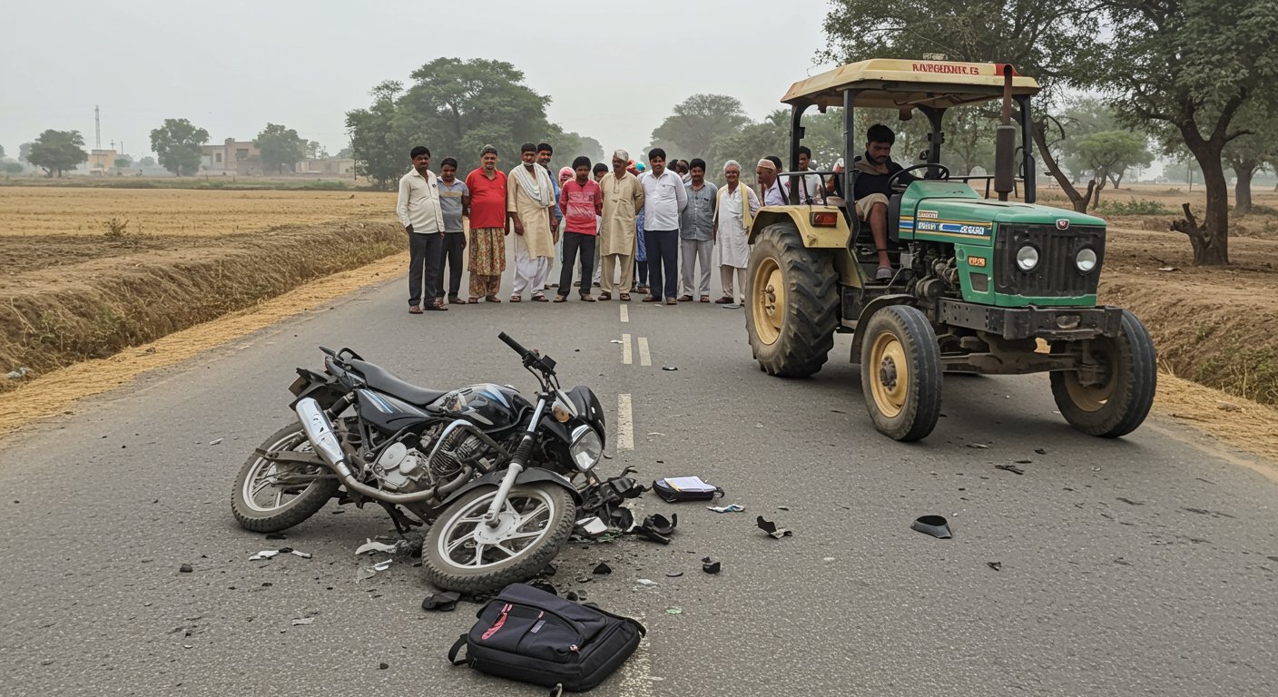 महोबा में दिल दहला देने वाला सड़क हादसा: ट्रैक्टर से टकराई बाइक, दो छात्रों की मौत, दो गंभीर रूप से घायल