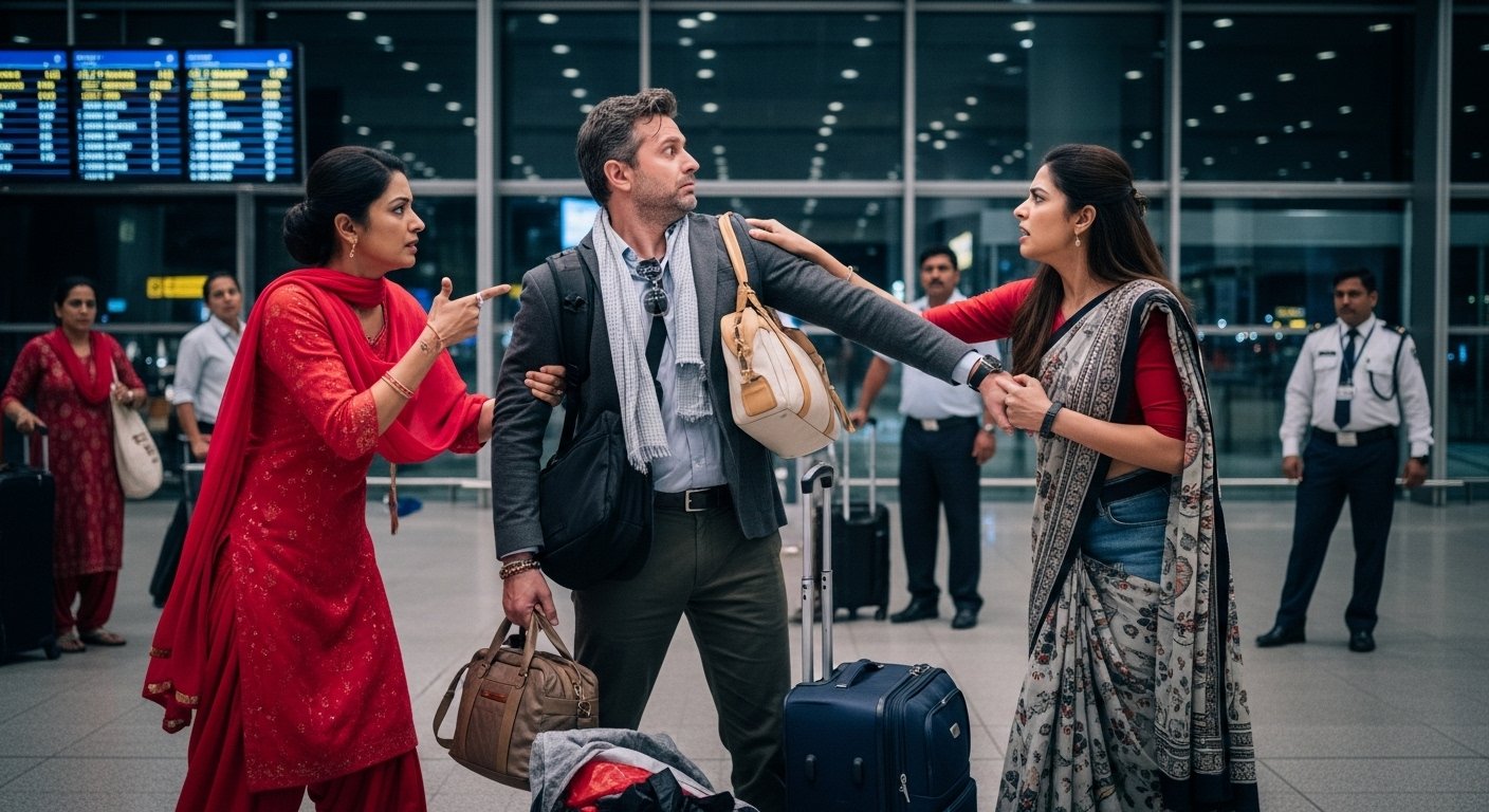 सऊदी से लौटे पति को लेने एयरपोर्ट पहुंची दो पत्नियां, बोलीं- ‘मेरा मियां है!’ फिर हुआ जमकर हंगामा