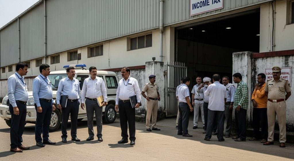 Massive Income Tax raid on meat factory in Sambhal: Panic, employees outside, investigation underway.